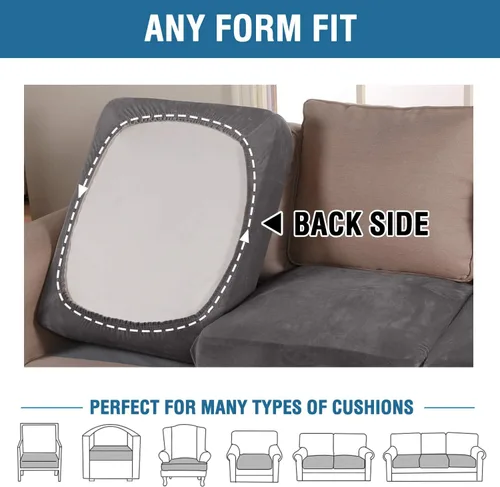 Miniatura 7 de H.VERSAILTEX Funda de cojín elástica de terciopelo para sofá, funda de cojín suave para silla, sofá de dos asientos, protector de muebles para Gris