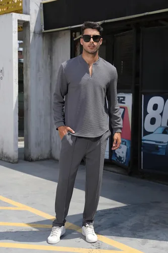 Miniatura 66 de FZNHQL Conjunto deportivo de moda para hombre, 2 piezas, casual, atlético, para correr, manga corta/larga, conjunto para hombre
