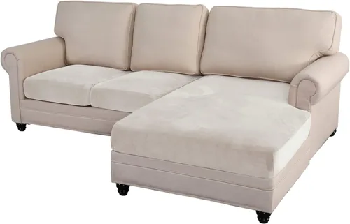 Miniatura 22 de MIFXIN Fundas para sofá modular, 3 piezas, funda de asiento de sofá de terciopelo elástico en forma de L, funda de cojín separada, protector