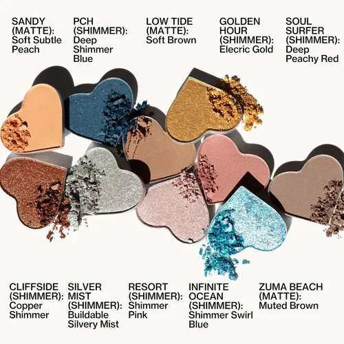 Miniatura 4 de Pacifica Paleta de sombras de ojos – Sombra de ojos mineral Malibu, tonos neutros mezclables con mate aterciopelado, brillante y metálico, infusión