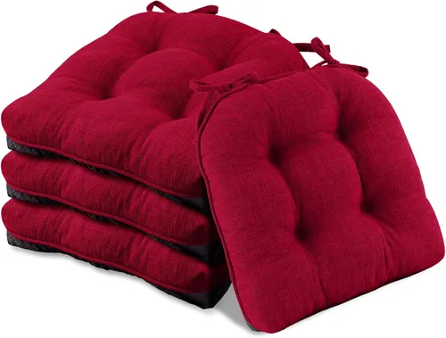 Miniatura 25 de Basic Beyond Paquete de 4 cojines para sillas de comedor, cojines para sillas de comedor con lazos y respaldo antideslizante, 15.5 x 15.5 pulgadas