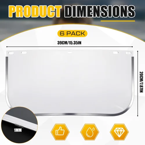 Miniatura 2 de Kingdder 6 piezas de viseras de protección facial transparentes de repuesto para molienda y corte, viseras de protección facial de seguridad de 15x
