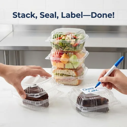 Miniatura 4 de Mr Miracle - Envases de almeja de plástico transparente desechables, resistentes a fugas y duraderos para entregas como Uber Eats, ideales