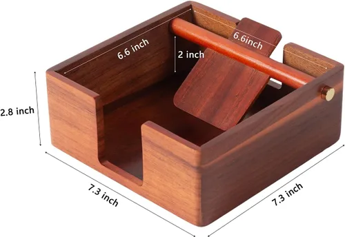 Miniatura 3 de Servilletero de acacia natural para mesa, dispensador de servilletas, servilletero decorativo para bebidas, para cocina, hogar, bar (natural)