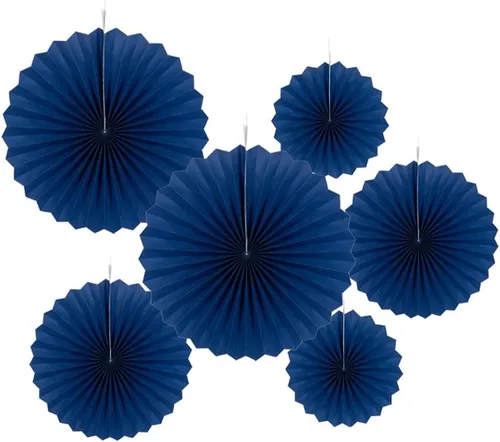 Miniatura 20 de MOWO Abanicos de papel negro para colgar decoración (negro, 6 piezas)