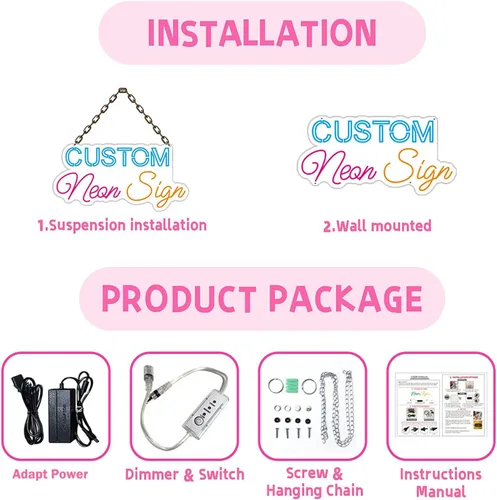 Miniatura 5 de Letreros de neón para decoración de pared, letrero de neón grande personalizado, de 16 a 50 pulgadas, personalizable para dormitorio, feliz Texto