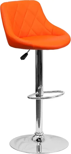 Miniatura 13 de Flash Furniture CH-82028A-BK-GG asiento de vinilo negro de diseño contemporáneo, banqueta alta ajustable con base cromada, Vinilo, Negro