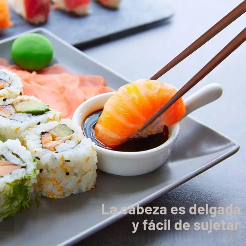 Miniatura 5 de MFJUNS Juego de 5 pares de palillos japoneses reutilizables de madera natural, palillos japoneses ligeros y seguros, juego de regalo de 8.9 pulgadas