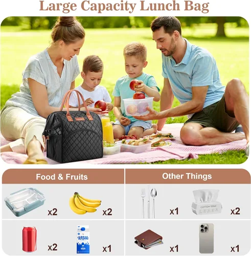 Miniatura 3 de LOKASS - Lonchera con aislamiento para mujeres y hombres - Bolsa de almuerzo reutilizable de 10 L para mujeres - Bolsa térmica con asa superior