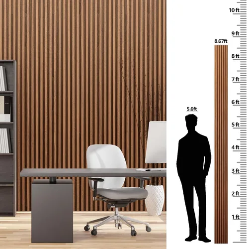 Miniatura 6 de Art3dwallpanels Paneles de pared de listones de madera, paneles de pared 3D insonorizados WPC de 104 x 6.7 pulgadas para decoración de pared Roble