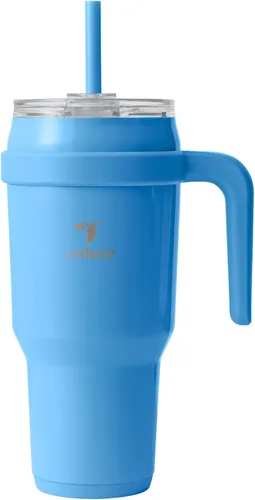 Miniatura 12 de Reduce Vaso de acero inoxidable de 50 onzas con asa, doble pared aislada al vacío, taza de viaje, tapa a prueba de sudor y popote reutilizable