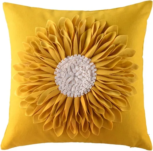 Miniatura 17 de OiseauVoler - Funda de cojín decorativa, hecha a mano, con girasol 3D, para sala de estar, hogar, cama, decoración de 18x18 pulgadas Azul-azul