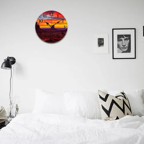Miniatura 4 de Reloj de pared Monument Valley - Reloj de pared redondo de madera rústica, silencioso y sin tictac, Arizona Rock Red Southwest Tourism Relojes