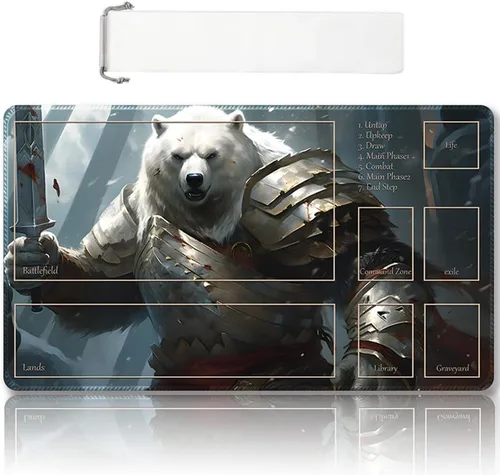 Miniatura 17 de Tapete de juego MTG cosido de alta calidad con zonas y parte trasera de goma antideslizante, tapete de juego TCG para MTG y otros juegos de cartas