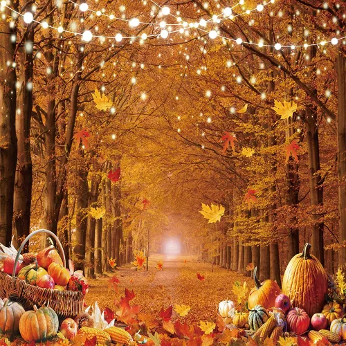 Miniatura 8 de Fondo de fotografía de otoño de 7 x 5 pies, hojas de bosque de arce, calabaza, fondo, fiesta de Acción de Gracias, suministros de fiesta de cosecha