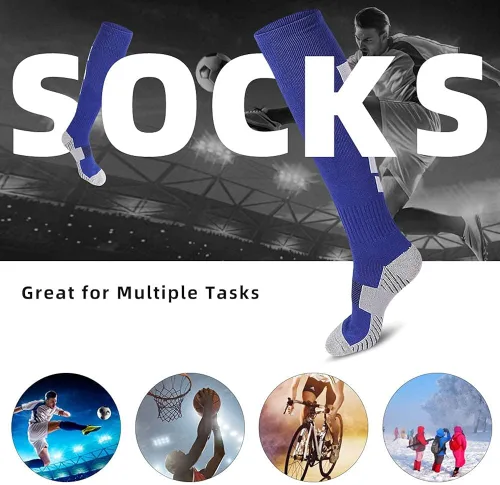 Miniatura 3 de 3 pares de calcetines de fútbol calcetines deportivos hasta la rodilla calcetines deportivos de compresión para hombres y mujeres para correr