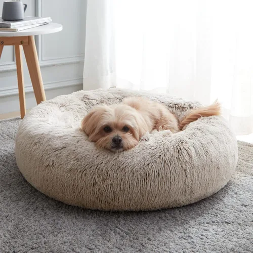 Miniatura 16 de WESTERN HOME WH Cama calmante para perros y gatos, dona acogedora anti-ansiedad, cama redonda cálida y acogedora de piel sintética, suave y azul
