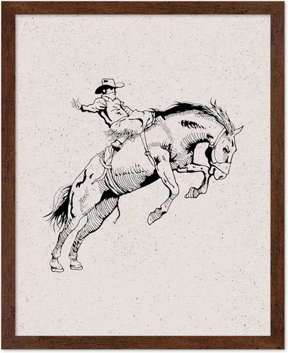 Miniatura 58 de Poster Master Póster de Rodeo marrón – Estampado retro de vaquero sobre caballo – Arte de vaquero – Arte occidental – Arte del salvaje oeste