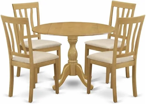 Miniatura 8 de East West Furniture DMAN3-OAK-C - Juego de mesa de cocina de 3 piezas para espacios pequeños contiene una mesa de comedor redonda con gotas y 2