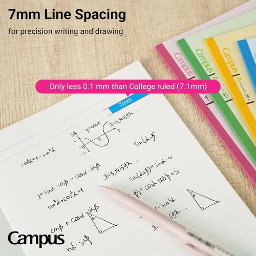 Miniatura 4 de KOKUYO Cuadernos de composición, paquete de 5 cuadernos Campus A4 Comp con un 0.276 in rayado, 30 hojas, cuaderno clásico con rayas escolares
