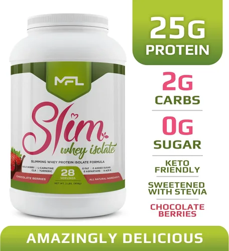 Miniatura 2 de MFL Slim WHEY Proteína en polvo 0.99 oz de proteína Bajo en carbohidratos Batido nutricional adelgazante Endulzado con Stevia 2 libras