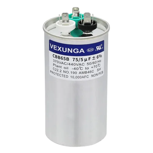 Miniatura 92 de VEXUNGA - 25/5 uF 25+5 MFD 370V o 440V Condensadores redondos de arranque dual 25 5 uF 370 440 Volt VAC CBB65 Condensadores para acondicionador