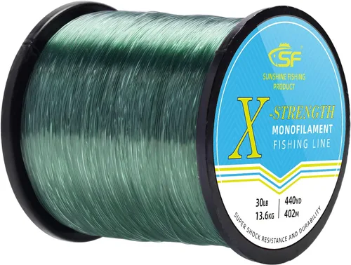 Miniatura 8 de SF - Línea de pesca monofilamento premium, carrete X-Strong de nailon mono material, línea líder para agua salada y agua dulce, Verde de alta