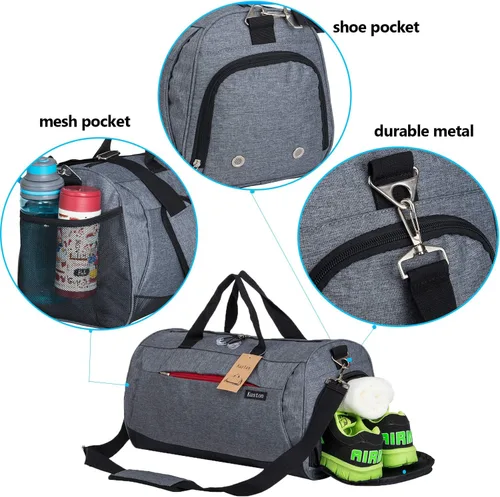 Miniatura 4 de Kuston Sports - Bolsa de deporte pequeña para hombre y mujer, bolsa de viaje con compartimento para zapatos y bolsillo húmedo.