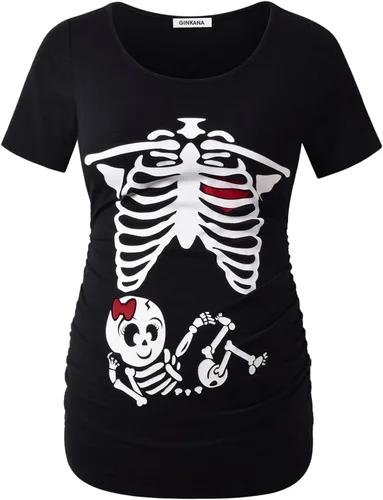 Miniatura 61 de GINKANA Blusas de maternidad de manga corta, diseño floral, fruncido, casual, para mamá, para embarazo