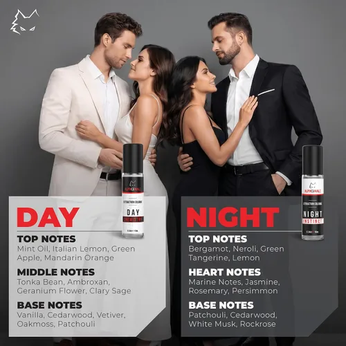 Miniatura 3 de AlphaMale Colonia con infusión de feromonas de día y noche para hombres, paquete de 2 – Fragancia de noche de cuero fresco y almizcle – Fragancia