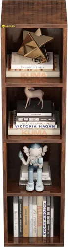 Miniatura 6 de Estantería de 4 estantes, estante de almacenamiento de 4 cubos, mesita de noche pequeña, armario rústico pequeño para sala de estar, dormitorio