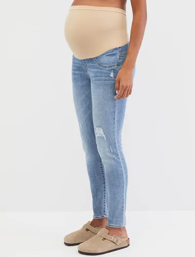 Miniatura 3 de Motherhood Maternity Women's Repreve Sustainable Over The Belly Skinny Denim Maternity Jeans Indigo Blue