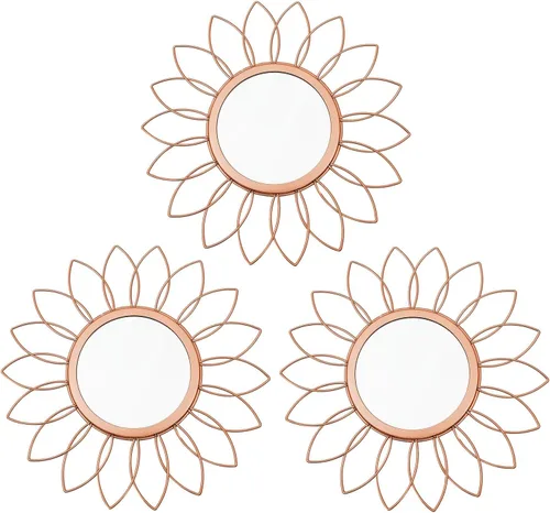 Miniatura 13 de Paquete de 3 espejos metálicos para pared, con diseño de rayos de sol, para decoración del hogar, arte decorativo para colgar en la pared para sala