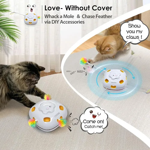 Miniatura 4 de ORSDA Juguetes interactivos 4 en 1 para gatos - Juguetes automáticos para gatos de interior y gatitos, ratones de 8 agujeros Whack-A-Mole, juego