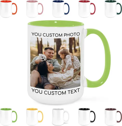 Miniatura 18 de Taza de café personalizada con texto y foto, taza personalizada, ideas únicas, regalos para hombres, mujeres, mamá, papá, novia, novio, amigo, Negro