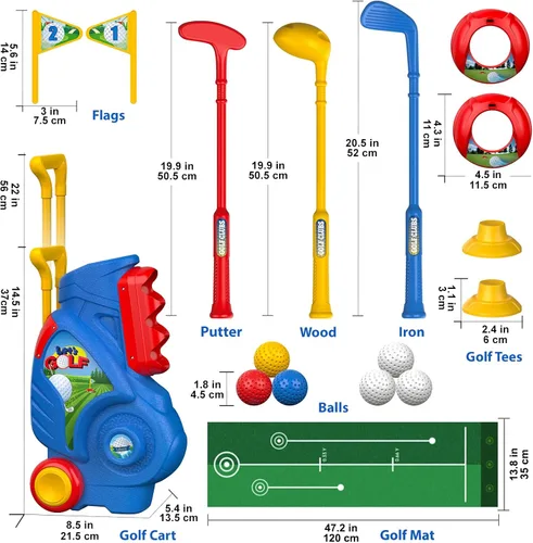 Miniatura 6 de Liberry Juego de Golf para Niños Pequeños de 2, 3 y 4 años Niños Niñas, Juego Mejorado de Palos de Golf para Niños con Carrito, Tapete de Putting