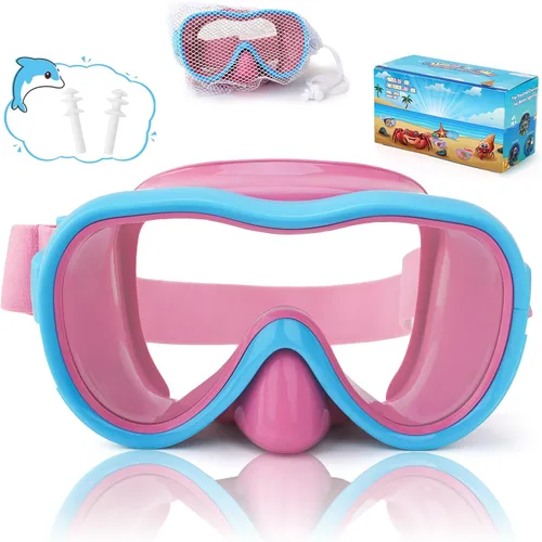 Miniatura 13 de iGym Gafas de natación para niños, máscara de buceo, máscara de buceo, gafas de natación con cubierta de nariz y correas elásticas cubierta y bolsa
