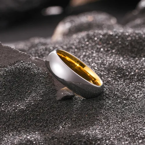 Miniatura 91 de King Will Alianza de boda de carburo de tungsteno para hombres y mujeres, anillos de promesa para parejas abovedados de alto pulido