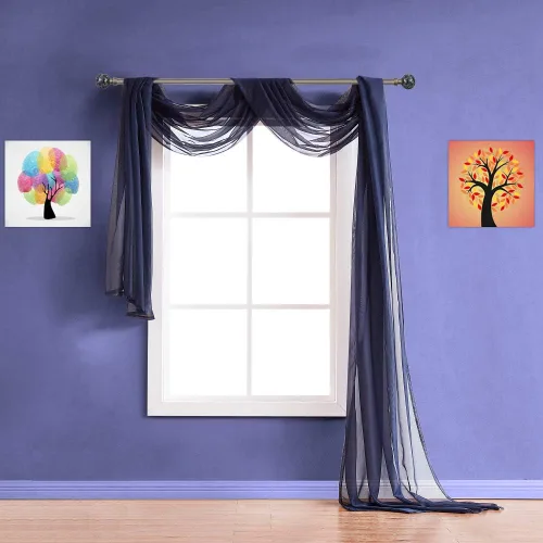 Miniatura 17 de Warm Home Designs Bufanda transparente de 24 pies de largo color azul polvoriento. Estas bufandas de cenefa de longitud XXL de 54 x 288 pulgadas