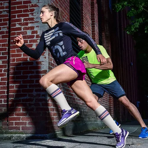 Miniatura 4 de fenglaoda 8 pares de calcetines de compresión para hombres y mujeres de 20 a 30 mmHg hasta la rodilla, enfermera, embarazada, correr, médico