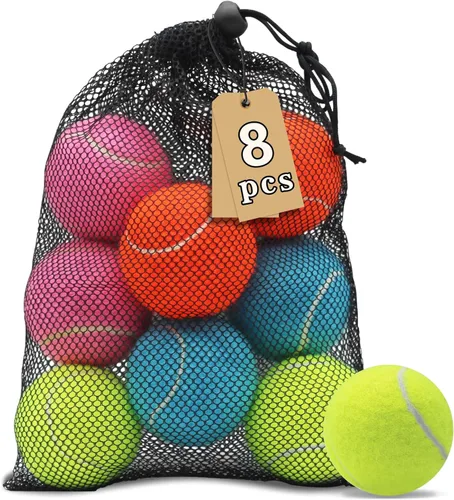 Miniatura 15 de Pelotas de tenis, paquete de 18 pelotas de entrenamiento con bolsa de malla para un fácil transporte, pelotas de práctica para perros y mascotas, 9
