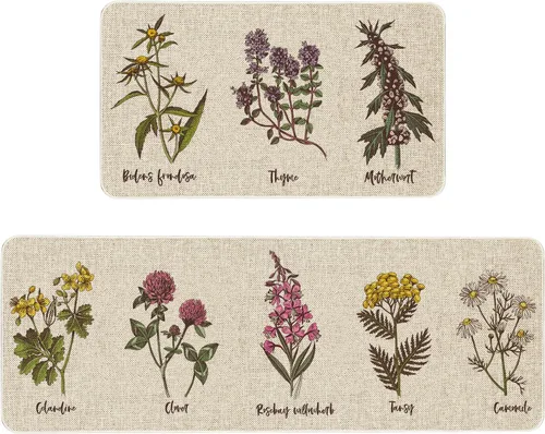Miniatura 55 de Mloabuc® Tapete decorativo de flores, tapetes de cocina de arpillera de arpillera para mujer, accesorios de cocina para exteriores, 17 x 30 pulgadas