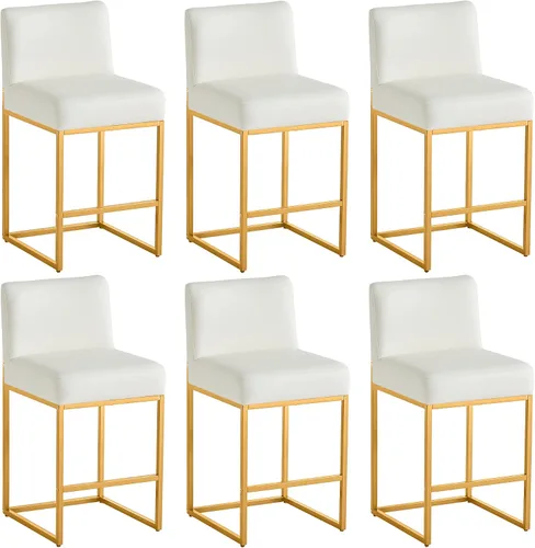 Miniatura 31 de Taburetes de bar de altura de mostrador, taburetes de bar de 26 pulgadas, 1 juego, taburetes de cocina modernos de cuero sintético con respaldos