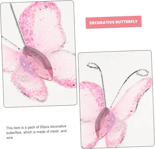 Miniatura 9 de NUOBESTY 50 alas de nailon de organza con purpurina de malla con purpurina para decoración de mariposas, gema decorativa con purpurina para mesa