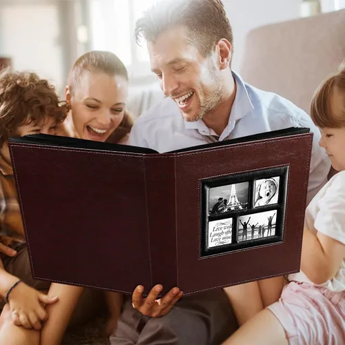 Miniatura 7 de Ywlake - Álbum de fotos de 4 x 6 pulgadas con 500 bolsillos, capacidad extragrande, para fotos familiares o de boda, capacidad para 500 fotos Marrón