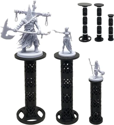 Miniatura 6 de Elevadores de combate para miniaturas voladoras, soportes de vuelo Terreno DND TRPG, plataformas elevadas, 8 niveles ajustables con 3 soportes