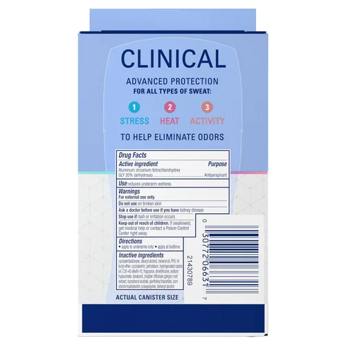 Miniatura 11 de Secret Clinical Strength 100HR - Desodorante antitranspirante sólido invisible para mujeres, protección contra el estrés con ácido hialurónico, pH