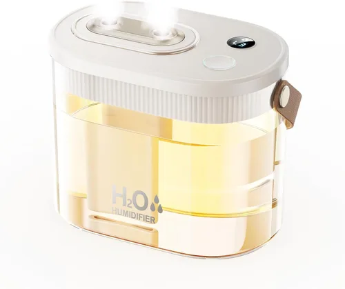 DIGIX - Humidificador portátil recargable con pantalla inteligente, luz nocturna, fácil de limpiar, 1.4L, pequeños humidificadores para recámara de