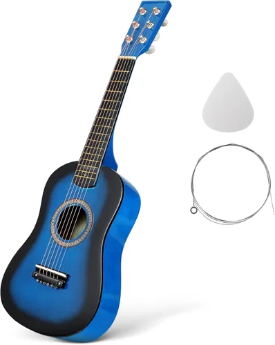 Guitarra pequeña - Guitarra acústica para niños de 23 pulgadas en azul para aprendizaje de música, perfecta para práctica en casa y entretenimiento