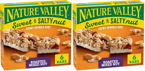 Miniatura 16 de Nature Valley Barras de granola de nueces dulces y saladas, chocolate oscuro cacahuate almendra, 6 barras, 7.2 oz